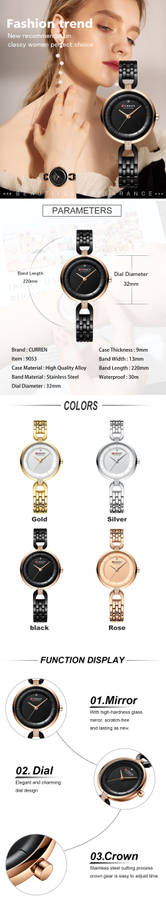 curren 9052 rhinestone elegant design women wrist watch
