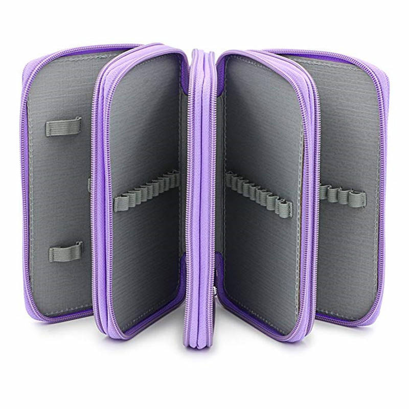 Multifunctional 72 Holes 4 Layers Pencil Case Pencil Curtain Sketch Colored Pencils Bag School Art P