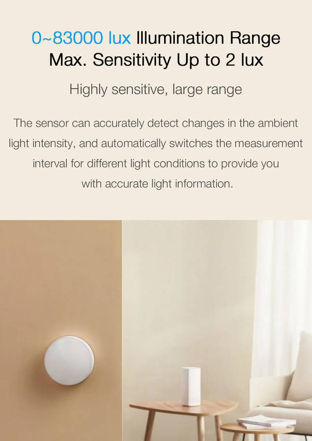 Xiaomi Mijia 0~83000 lux Zigbee 3.0 Smart Home Light Sensor Monitor Alarm Work with Xiaomi Multimode ZigBee 3.0 Gateway