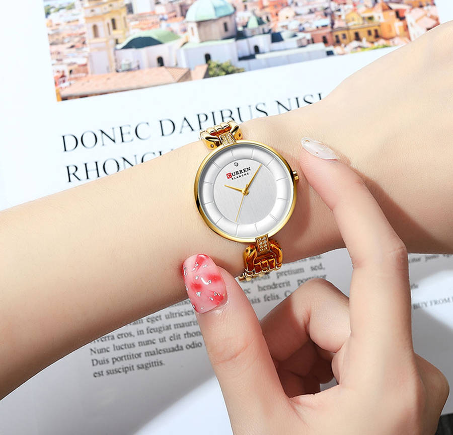 curren 9052 rhinestone elegant design women wrist watch