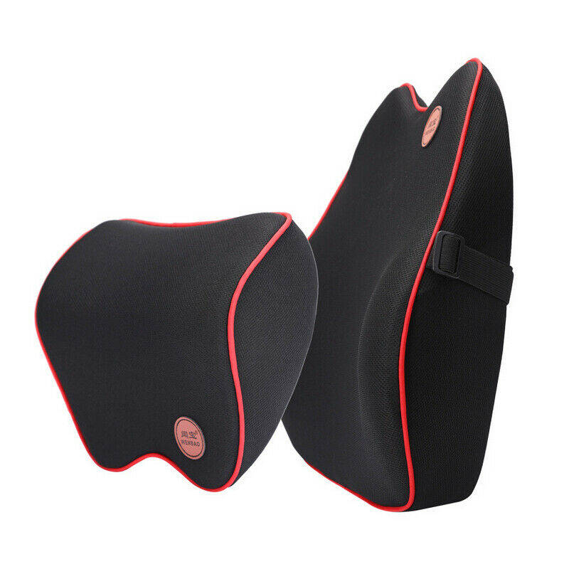 Memory Foam Lumbar Support Cushion for Home Office Seat Back Chair Pillow Seat in Black