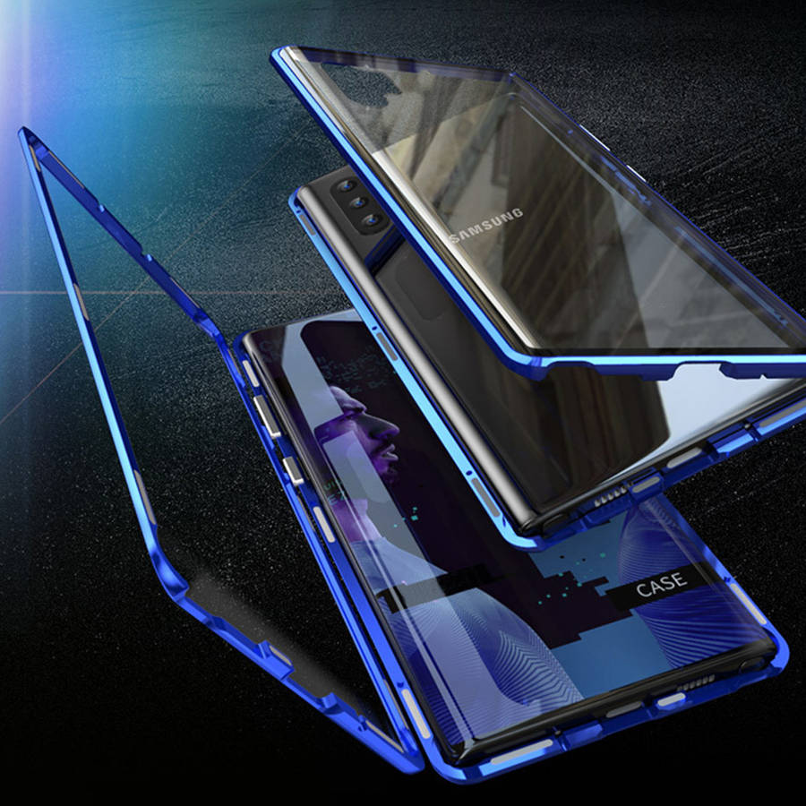 Bakeey Plating Magnetic Adsorption Metal Tempered Glass Protective Case For Samsung Galaxy Note 10/N