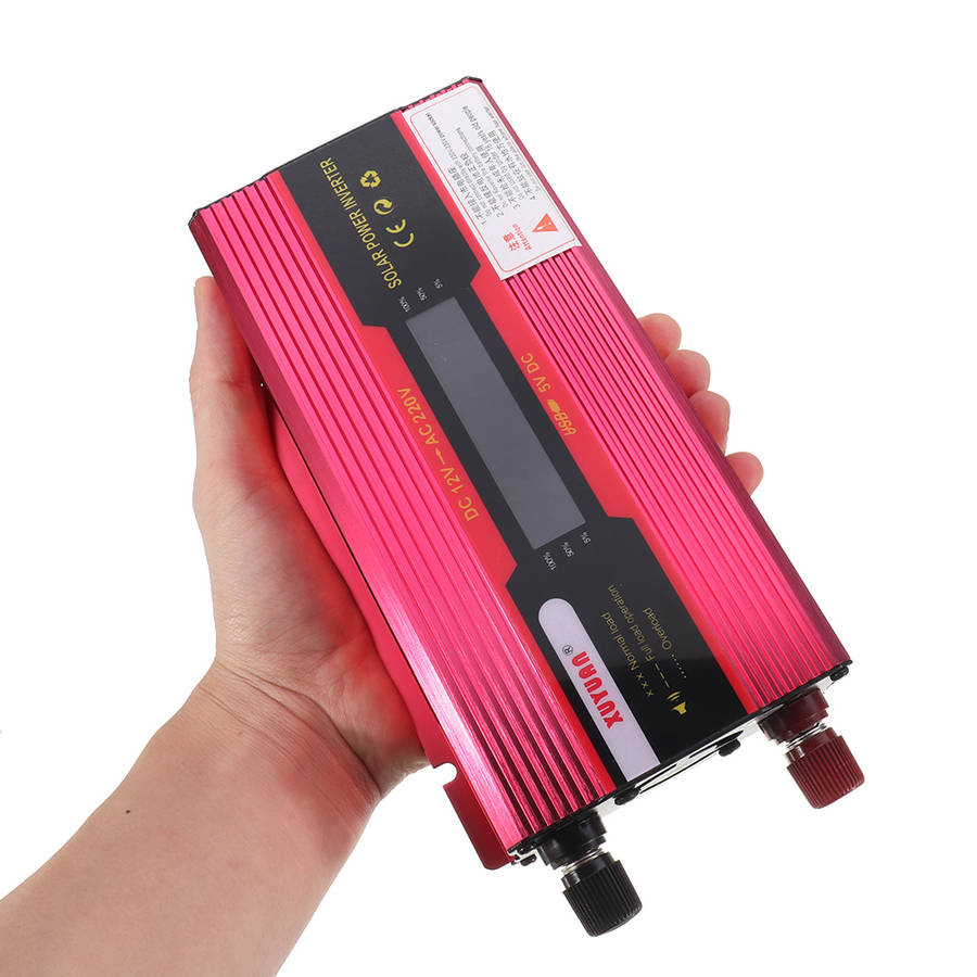 XUYUAN 4000W Solar Power Inverter DC 12/24V to AC 110/220V Modified Sine Wave Converter with LCD Screen for Car Home