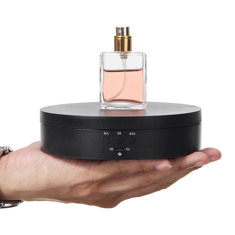 360 Rotating Display Stand Rotary Turntable Jewelry Watch Show Holder Tray Photography (Color Black)