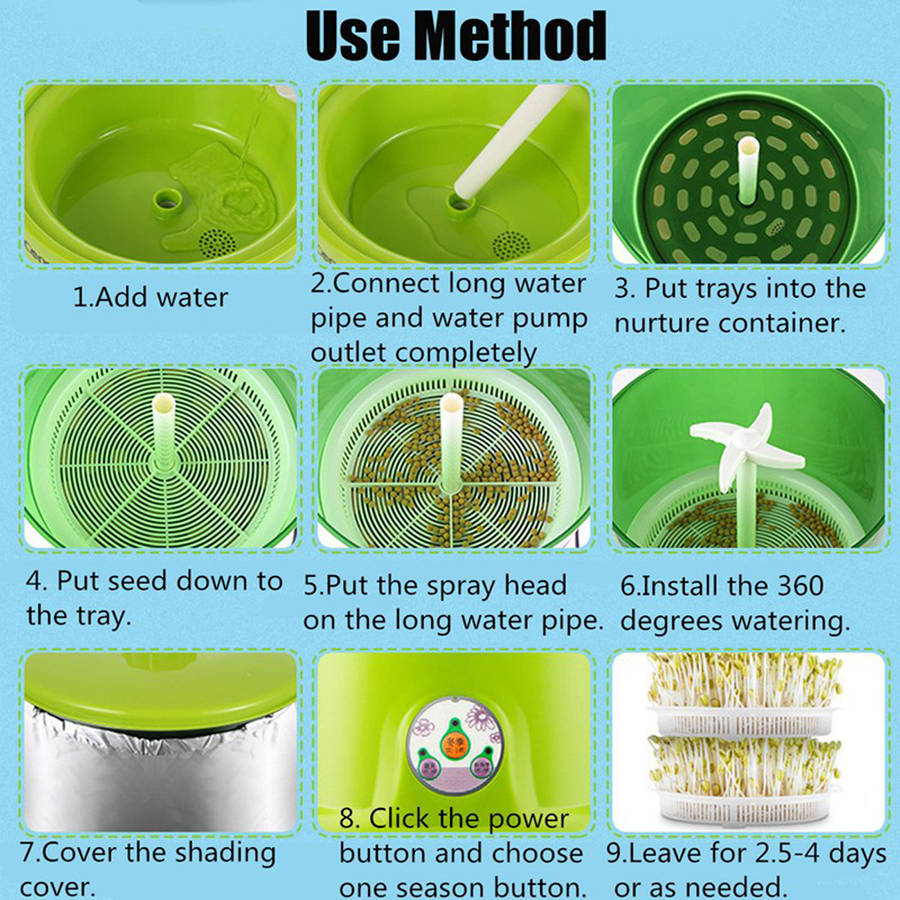 220V 3-Layer 3 Modes 220V Automatic Homemade Bean Sprouts Seed Cereal Machine