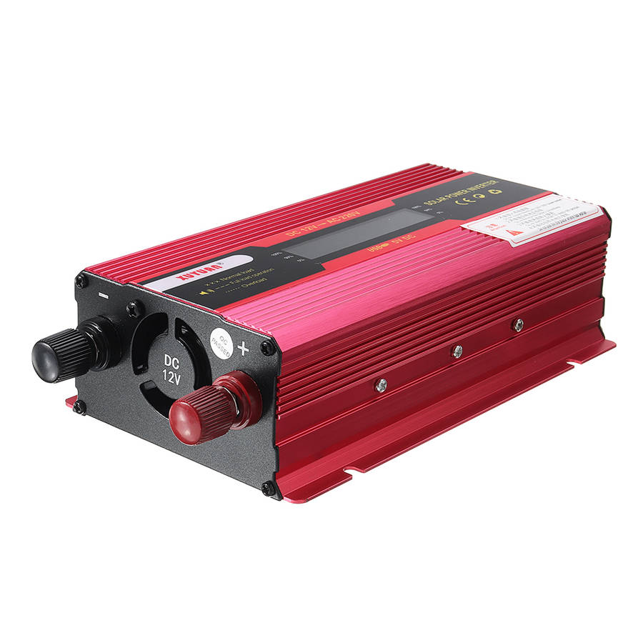 XUYUAN 4000W Solar Power Inverter DC 12/24V to AC 110/220V Modified Sine Wave Converter with LCD Screen for Car Home
