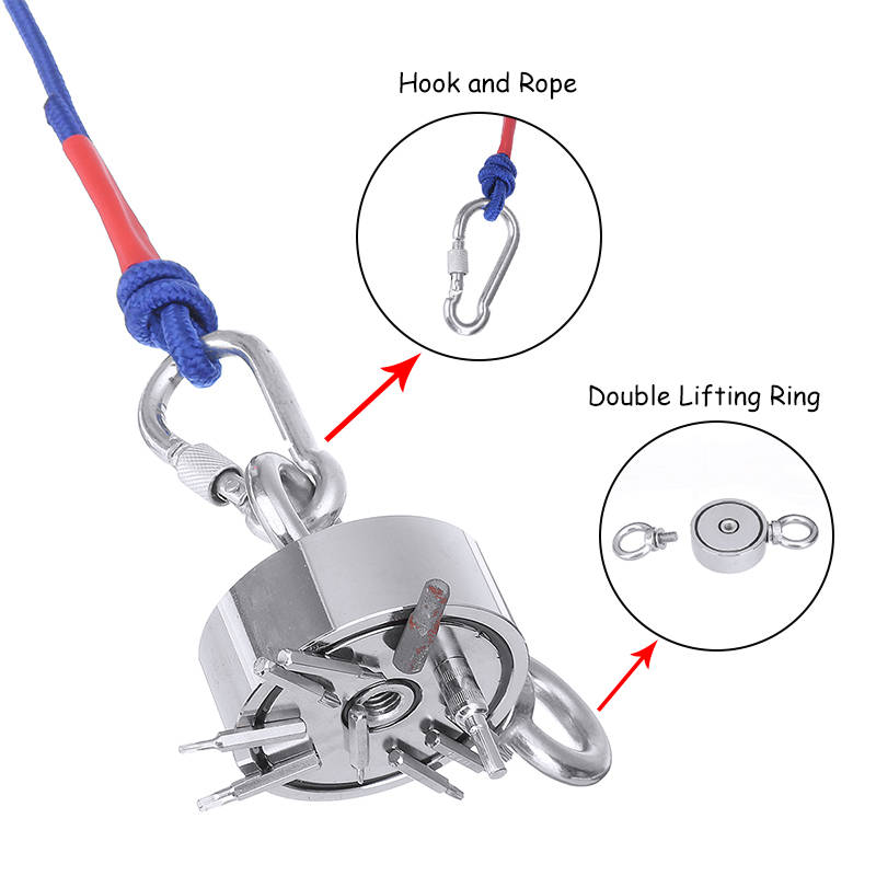 Strong Salvage Magnet Pot Fishing Magnet Deep Sea Magnetic Hook Neodymium Recovery Magne (Size 48mm)