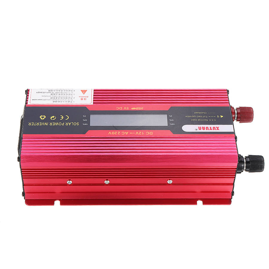 XUYUAN 4000W Solar Power Inverter DC 12/24V to AC 110/220V Modified Sine Wave Converter with LCD Screen for Car Home