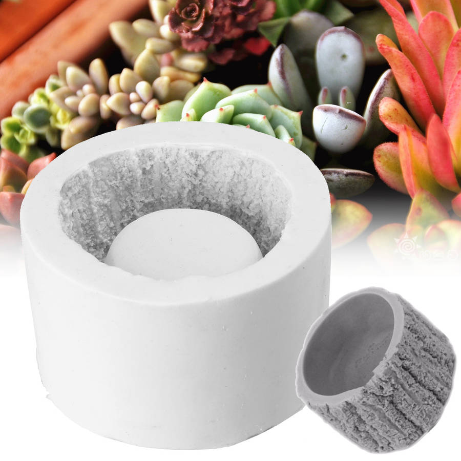 Bark Planter Silicone Concrete Mold Succulent Plant Flower Pot Vase Cement