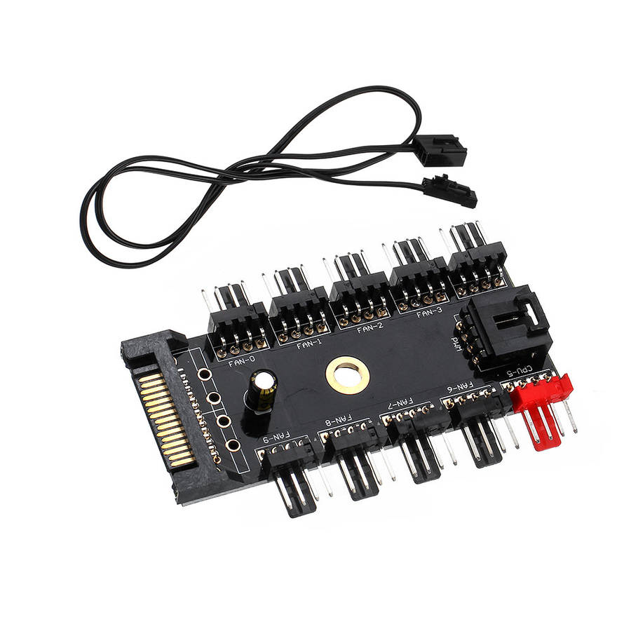 Computer Chassis 4pin Speed Temperature Control Cooling Fan PWM Fan Hub Speed Controller Support 8-w