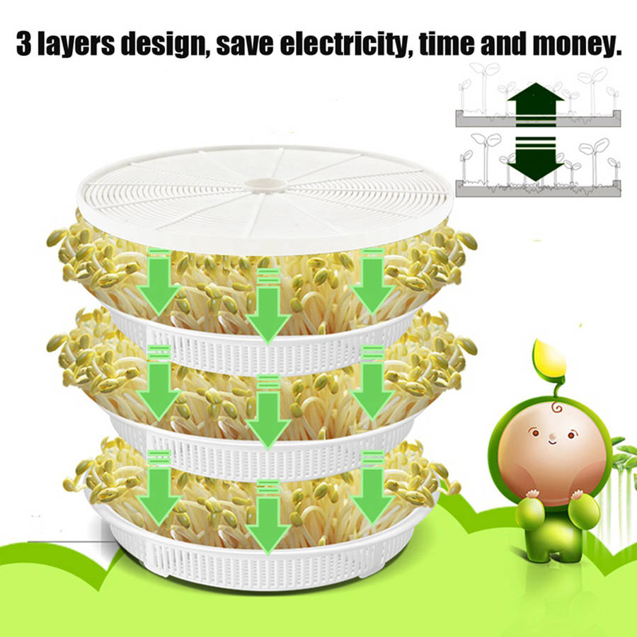 220V 3-Layer 3 Modes 220V Automatic Homemade Bean Sprouts Seed Cereal Machine