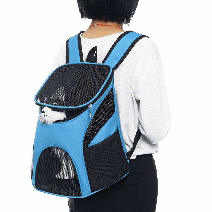 Portable Cat Dog Pet Double Shoulder Mesh Bag Backpack Travel Carrier Case Pouch