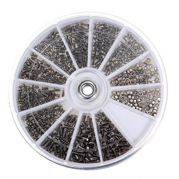 2 Set 12 Kinds of 1200Pcs Small Stainless Steel Screw Electronics Assortment Kit