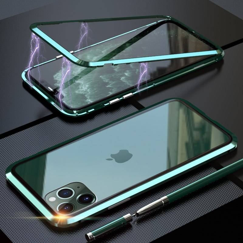 Bakeey Luxury Magnetic Adsorption Metal Back Tempered Glass Protective Case for iPhone 11 Pro Max 6.