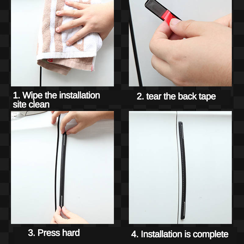 4pcs Car Anti Collision Side Door Edge Rubber Bumper Protector Sticker Strip