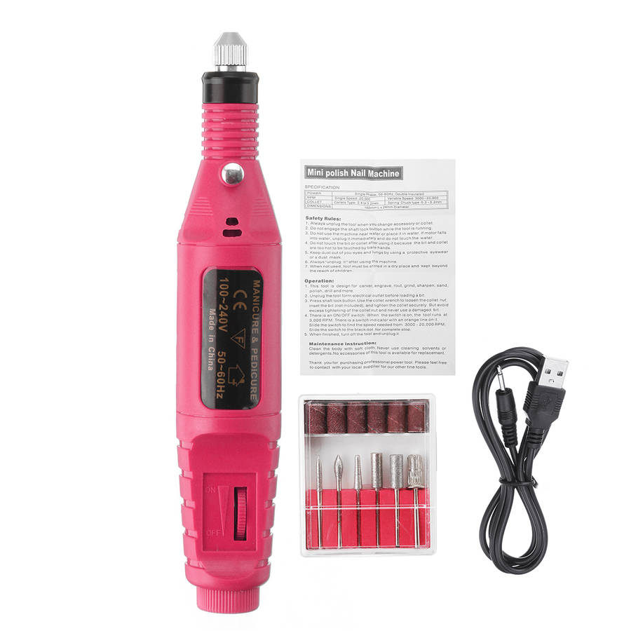USB Charging Electric Nail Grinder Drill Portable Manicure Pedicure Nail