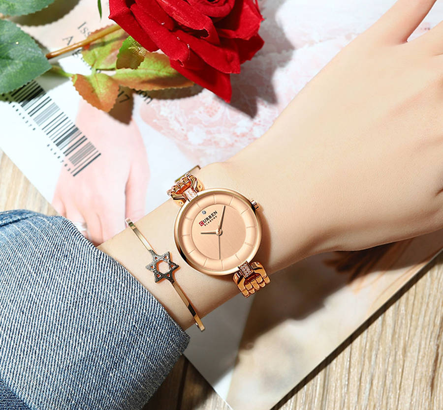 curren 9052 rhinestone elegant design women wrist watch