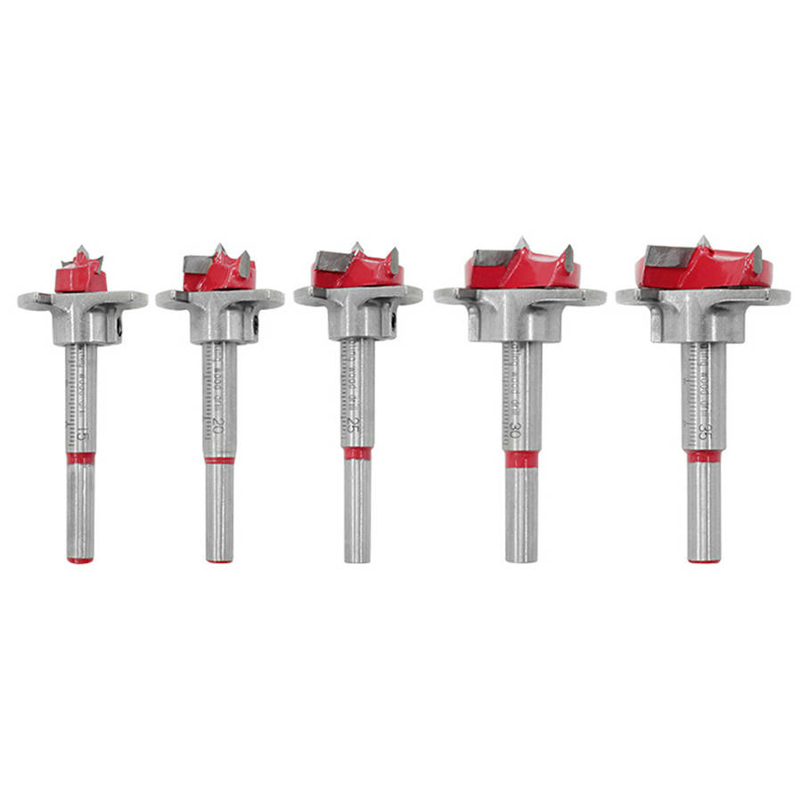 Drillpro 5Pcs Forstner Drill Bit Set 15 20 25 30 35mm Wood Auger Cutter Hexagon Wrench Woodworking Hole Saw For Power Tools