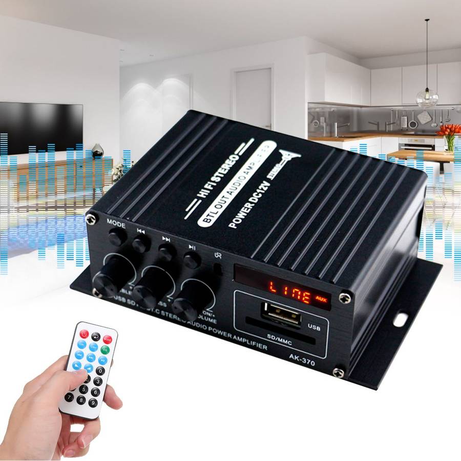AK370 400W DC 12V / AC 220V Remote Control bluetooth HiFi Home car Stereo Amplifier Music Receiver F