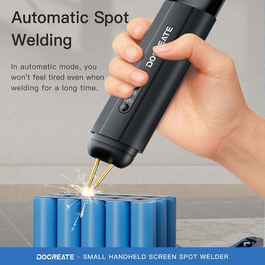 Black - Docreate HU-10A Handheld Spot Welder 1.3-Inch LCD Screen Dual Mode 800A 3360W High Power Por