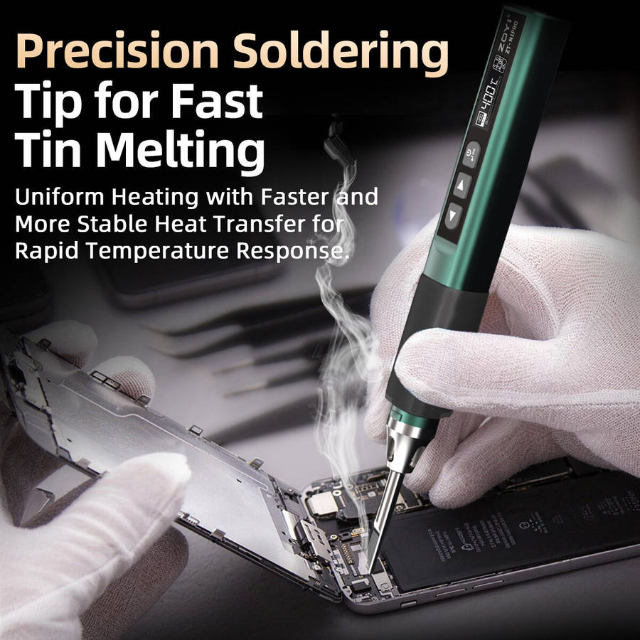 Green - ZOYI ZT-N1PRO Smart Soldering Iron 98W 80-450 PID Temperature Control OLED Display Type-C Fa