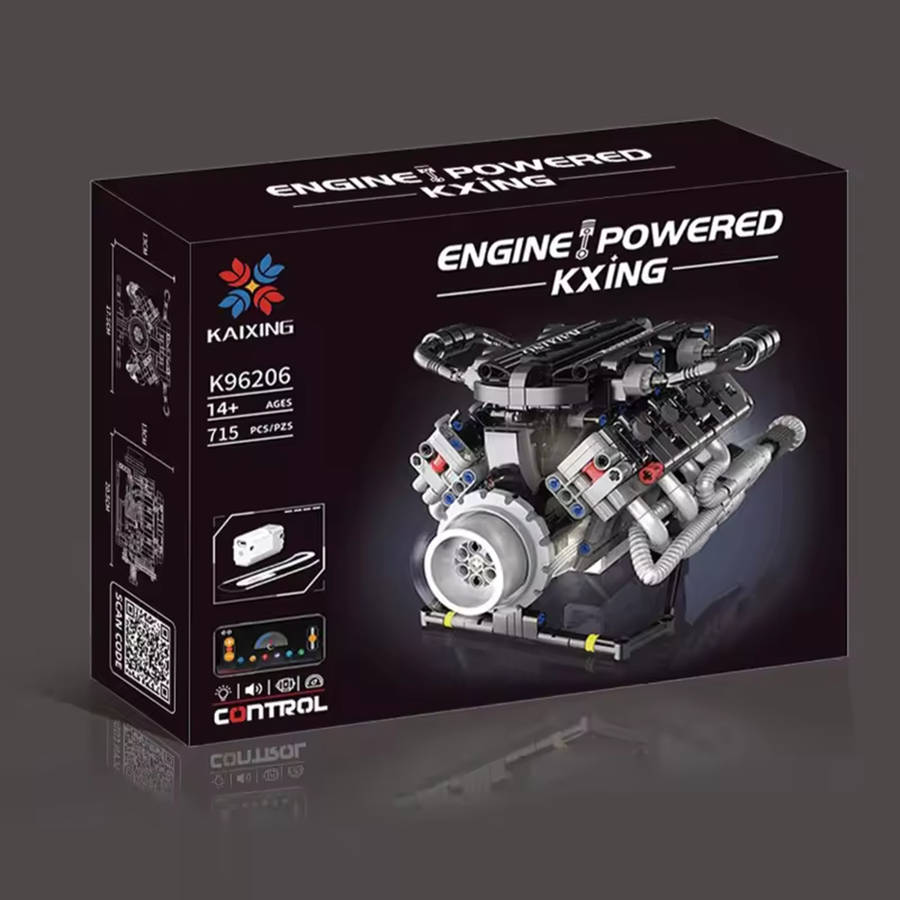 Black - K96206 V8 Engine Model Brick MOC Technical Car Building Block for Lamborghini with LED Light