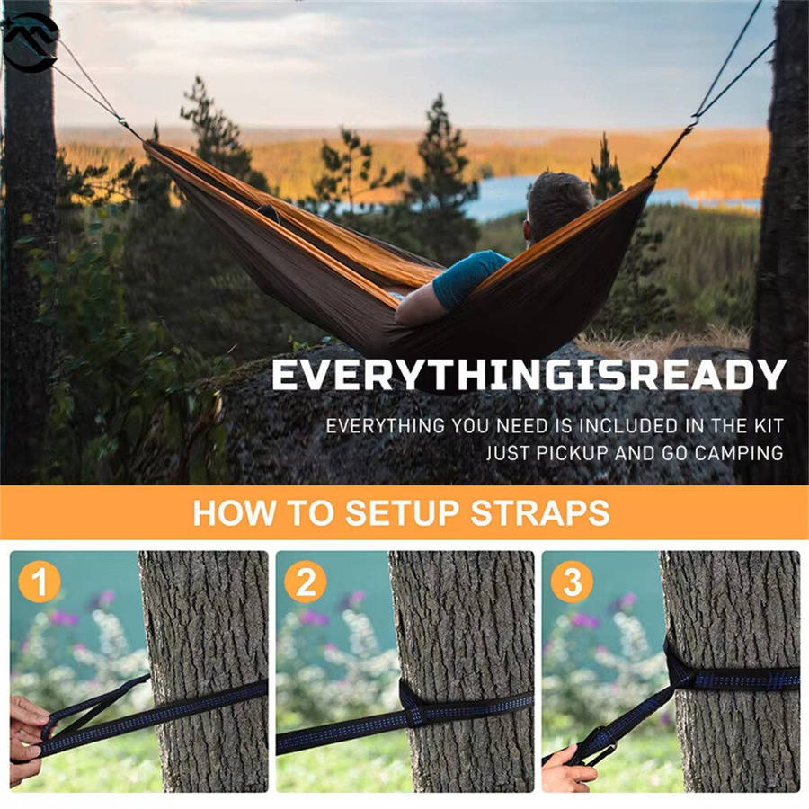 Black - IPRee Portable Parachute Hammock 270x140cm Camping Survival Outdoor Indoor Hammock for Backy