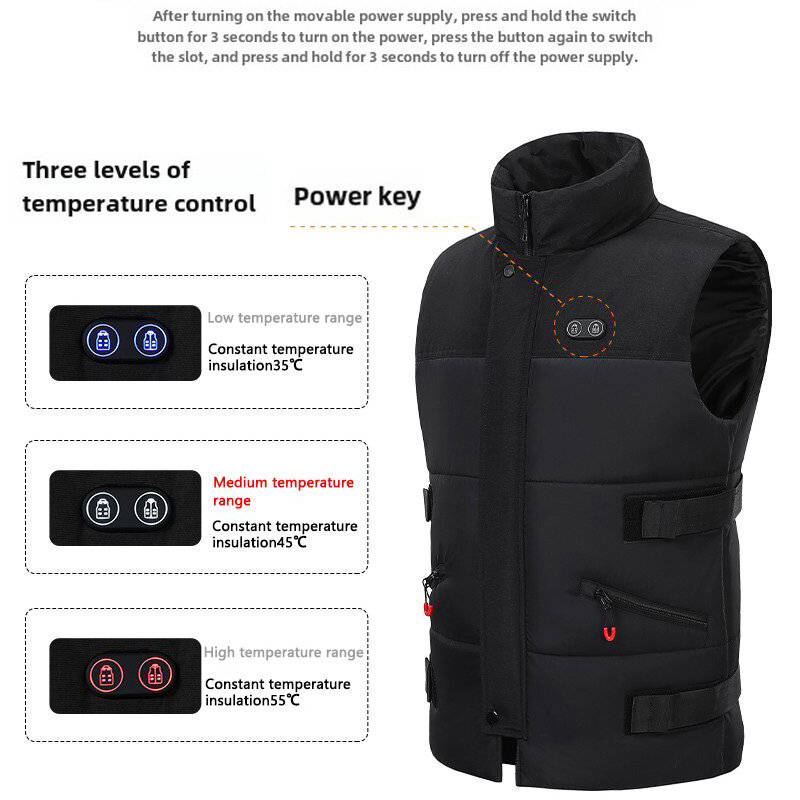 M/L/XL/2XL/3XL - TENGOO HZV-04 4 Areas Heated Vest Men Women Adjustable Size USB Electric Self Heati