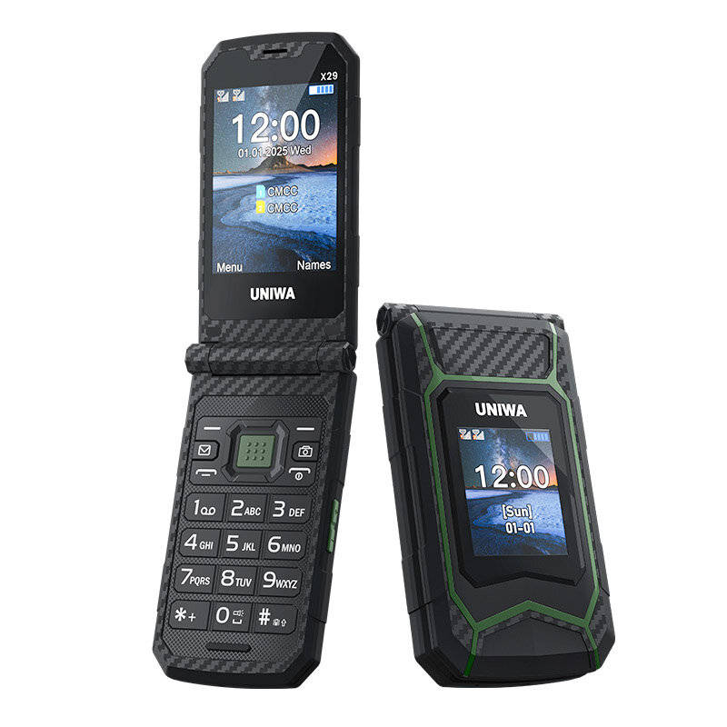Green - UNIWA X29 2.8-inch+1.77-inch Double Screen Rugged Mini 2G GSM Dual SIM Card Dual Standby 200