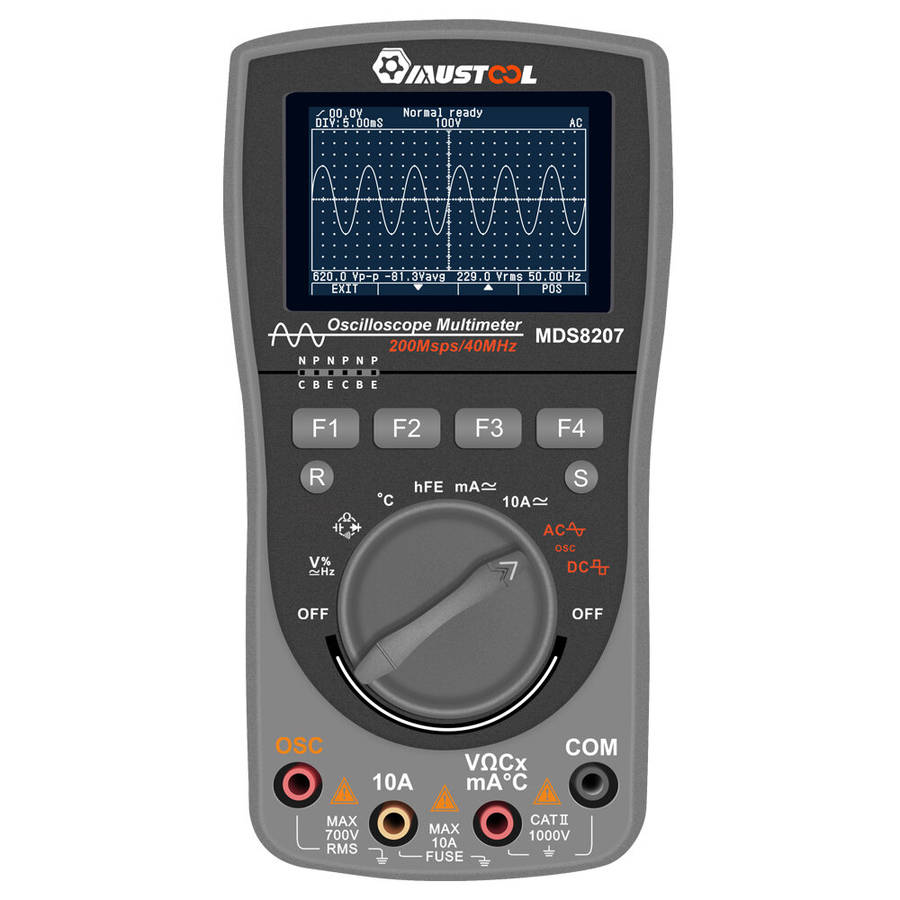 MUSTOOL MDS8207 Intelligent 2 in 1 Digital 40MHz 200Msps/S Oscilloscope 6000 Counts True RMS Multime