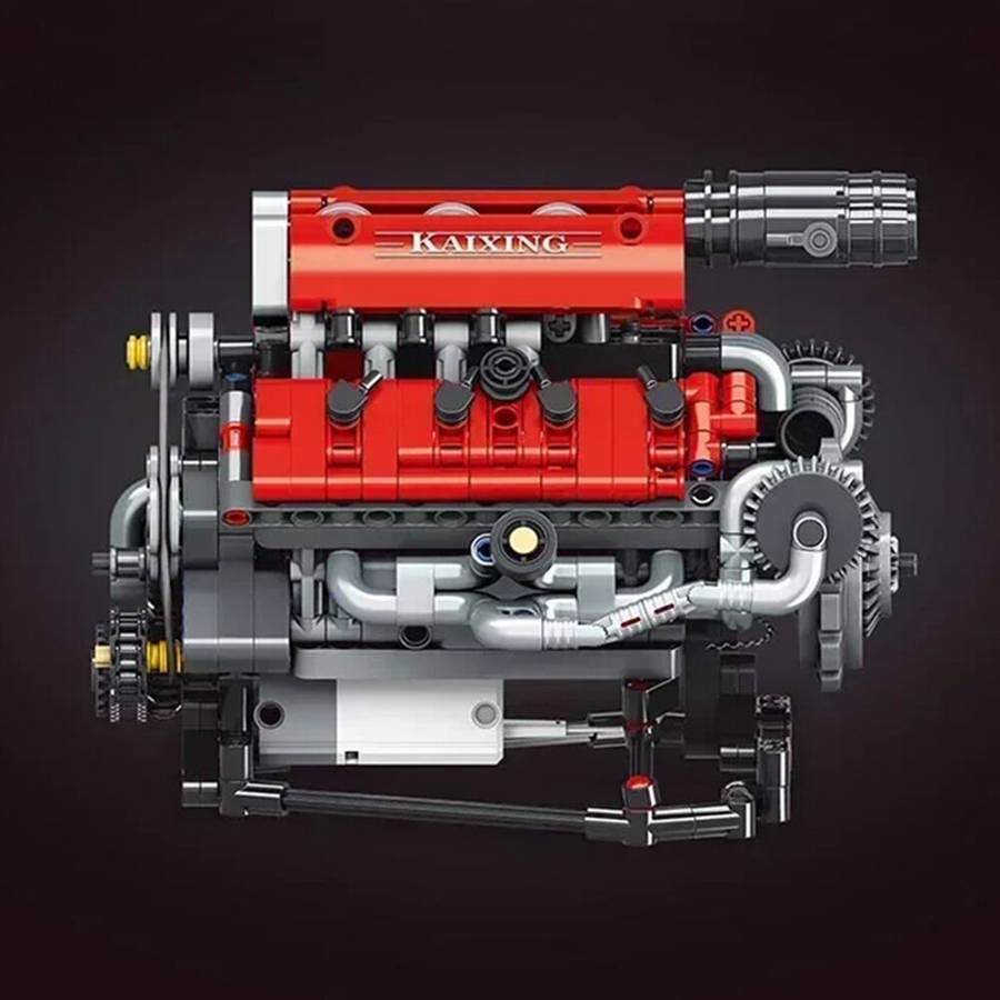Red - 660PCS K96203 MOC Motorized Ferrari488 V8 Engine Model Technical Building Block Brick Assembly