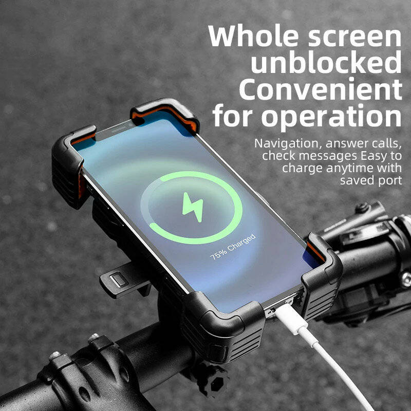 Black - ROCKBROS Bicycle Phone Holder Bracket Shockproof Automatic Lock Anti-shake Motorcycle Scoote
