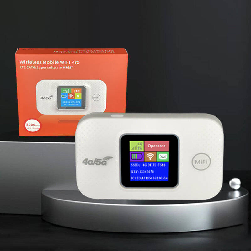White - MF687 4G Pocket WiFi Router 150Mbps High Speed Type-C Port 3000mAh Battery 10 Devices Portab
