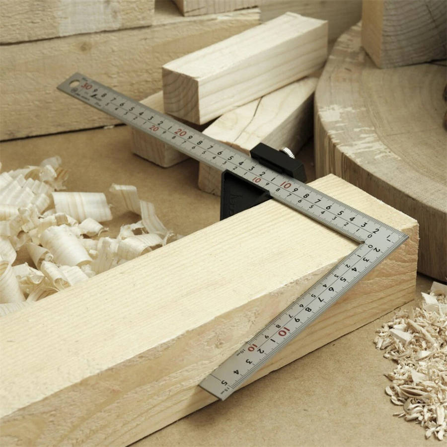 #C - Shinwa 90 Degree Angle Ruler Metric 8 Scales Carpentry Multifunctional Square Stainless Steel A