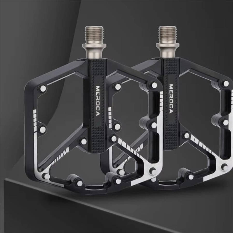 Black - MEROCA DU 3 Bearing Bicycle Pedal Aluminum Alloy Anti-slip Widened Lightweight Labor-saving