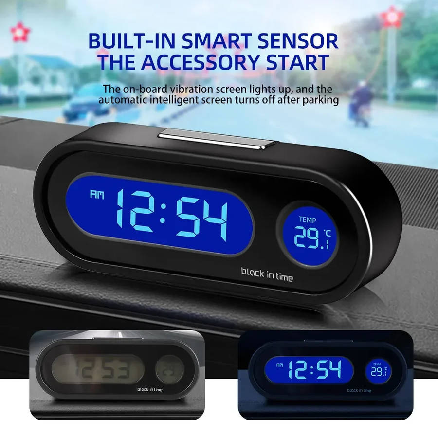 #2 - Mini Electronic Car Clock Watch Dashboard Clock Night Light Temperature LCD Backlight Digital D