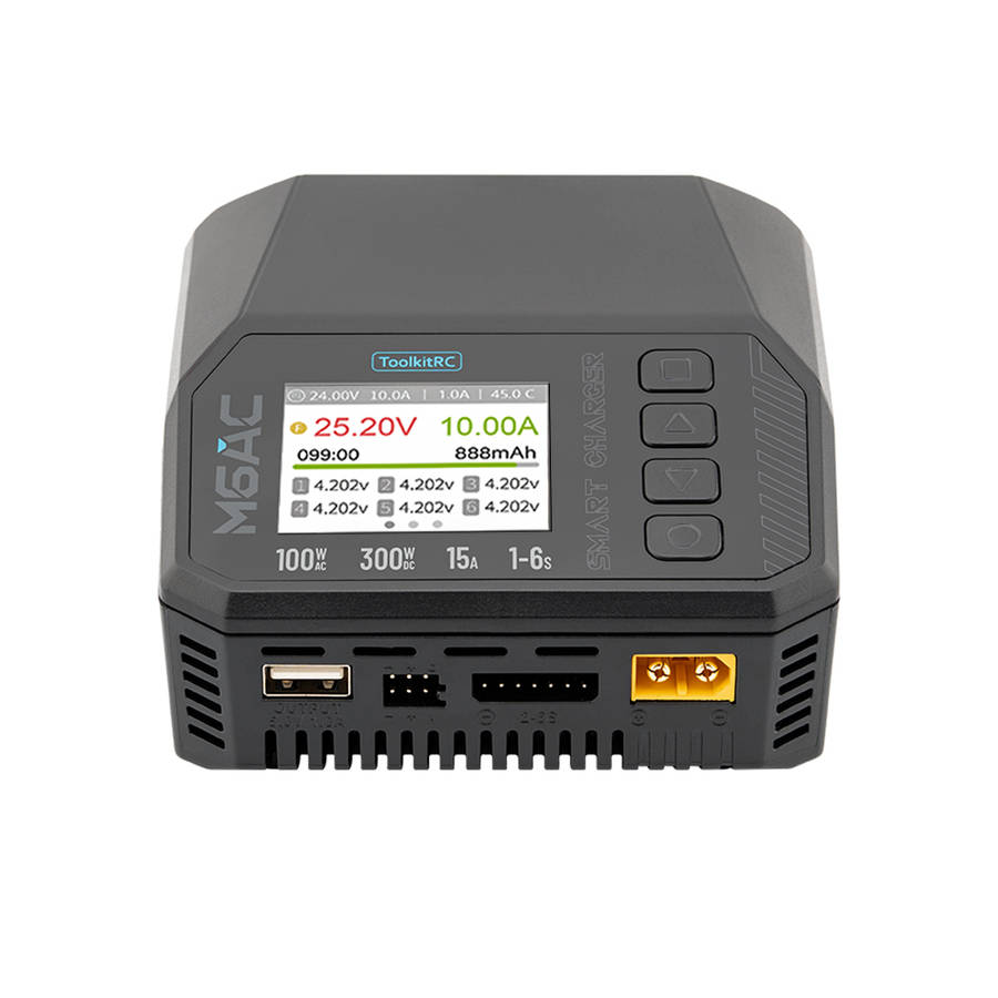 EU Plug - Toolkitrc M6AC AC 100W DC 300W 15A with IPS 2.0 Inch LCD Screen Balance Charger Discharger