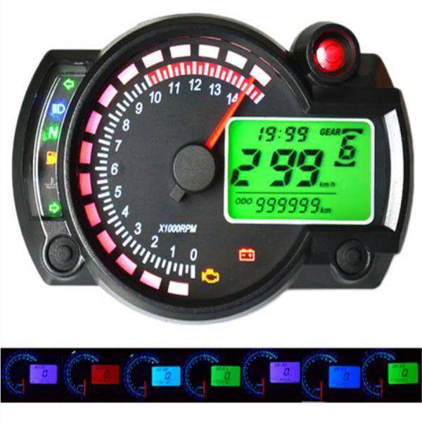 12V 15000Rpm Motorcycle Speedometer Odometer Adjustable Waterproof Lcd Digital