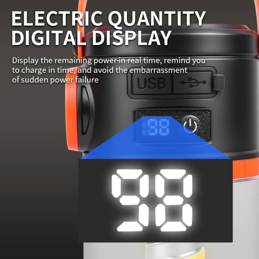 Orange - IPRee Outdoor Solar Portable Camping Light,Power Display,Double Light Source Lamp Power Ban