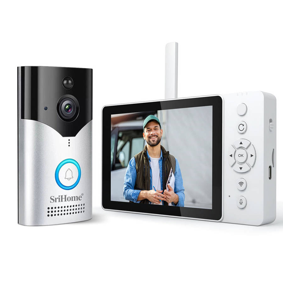 SriHome SH054-DH002 4MP HD WiFi Wireless Video Intercom System Doorbell Camera 120 Viewing Angle PIR