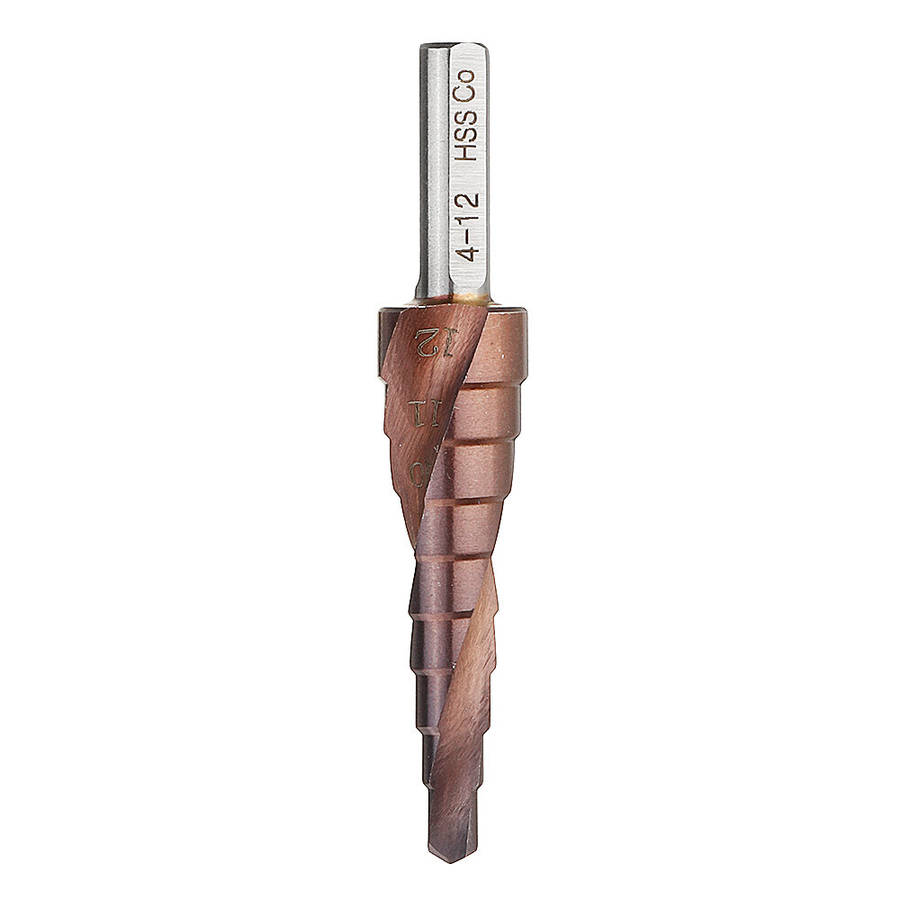 4-32mm - Drillpro HSS-Co M35 Cobalt Step Drill Bit Triangle Shank 4-12/4-20/4-32mm Spiral Flute Step