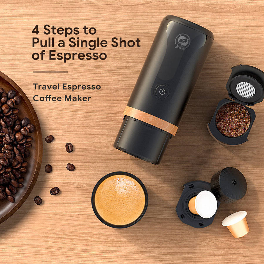 Black - iCafilas 2 in 1 Portable Espresso Machine for Car Travel Expresso Machine for Nes Original C