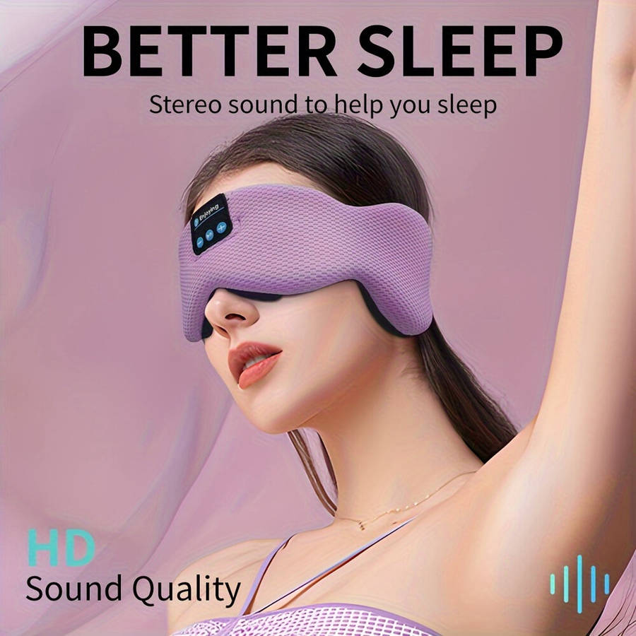 Black - KALOAD Soft Cotton Bluetooth V5.3 HiFi Music Sleeping Eye Mask Type-C USB Charging Headband
