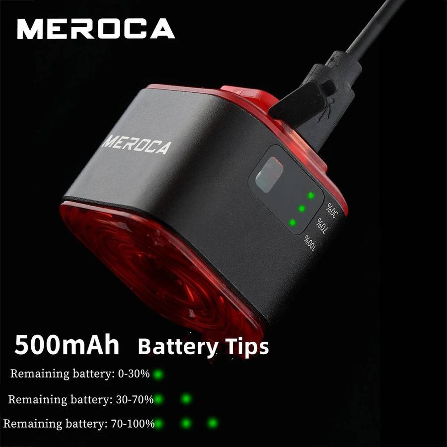 H05A - MEROCA XC02 Smart Bike Taillight 100LM LED Brightness 500mAh Battery IPX6 Waterproof Bicycle