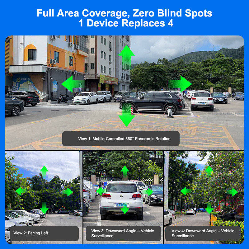 EU Plug - 4MP+4MP+4MP+4MP Multi-directional Camera Four-screen Panoramic Home Outdoor HD Ball Wirele