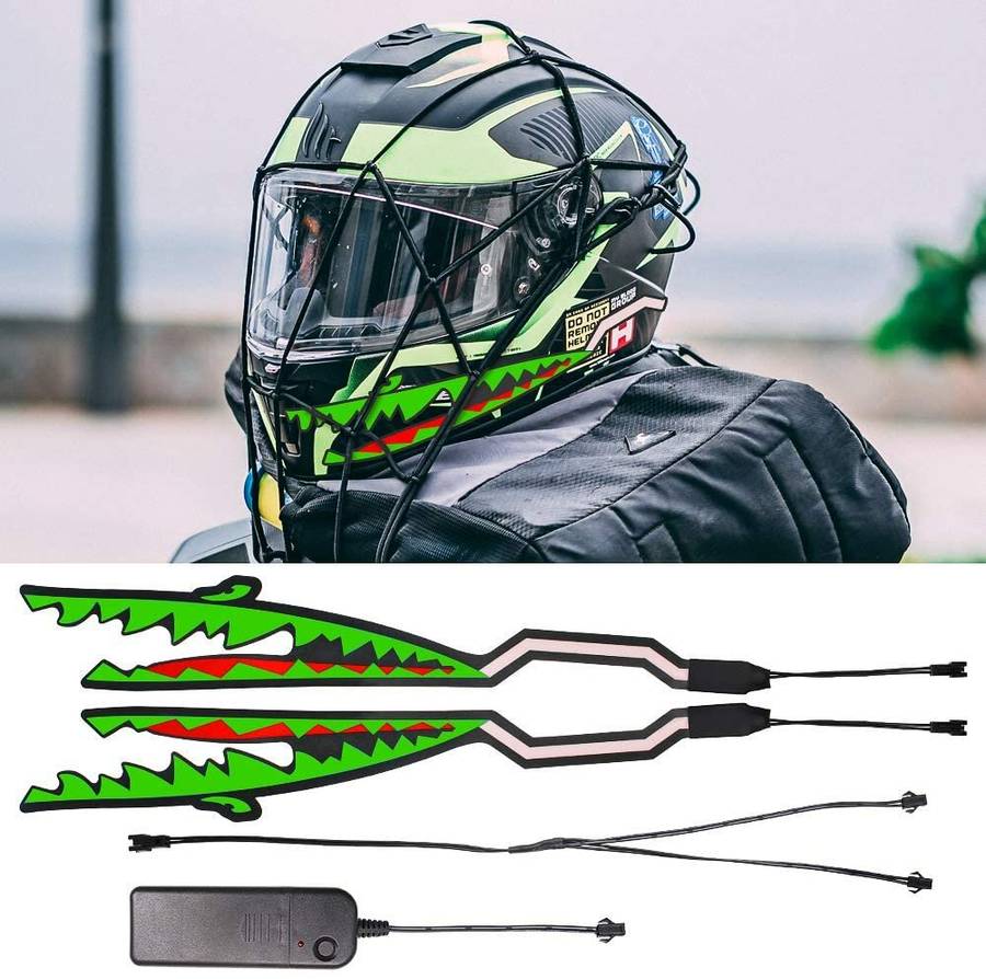 Pink - EL LED Motorcycle Helmet Light Strip Waterproof Bar Flashing Stripe Shark Mouth Night Signal