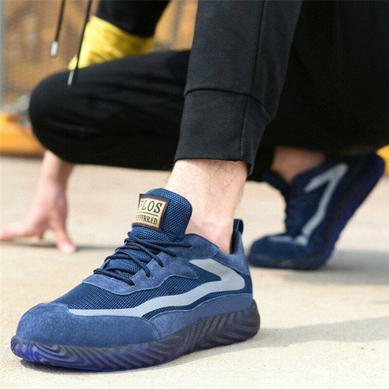 AtreGo Mens Steel Toe Safety Shoes Breathable Work Boots Outdoor Hikng Sneakers