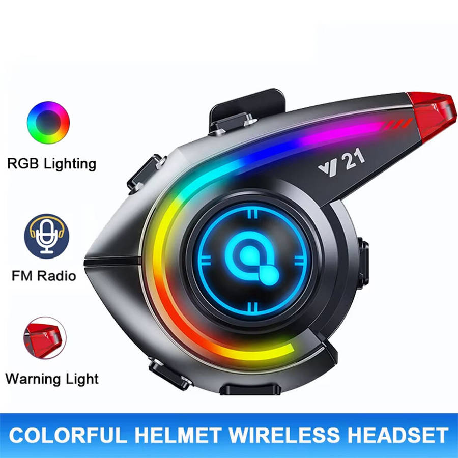 2 - Y21 Wireless Helmet Headset AI Voice Assistant Fm Radio Powerful Bass Waterproof bluetooth 5.4 R