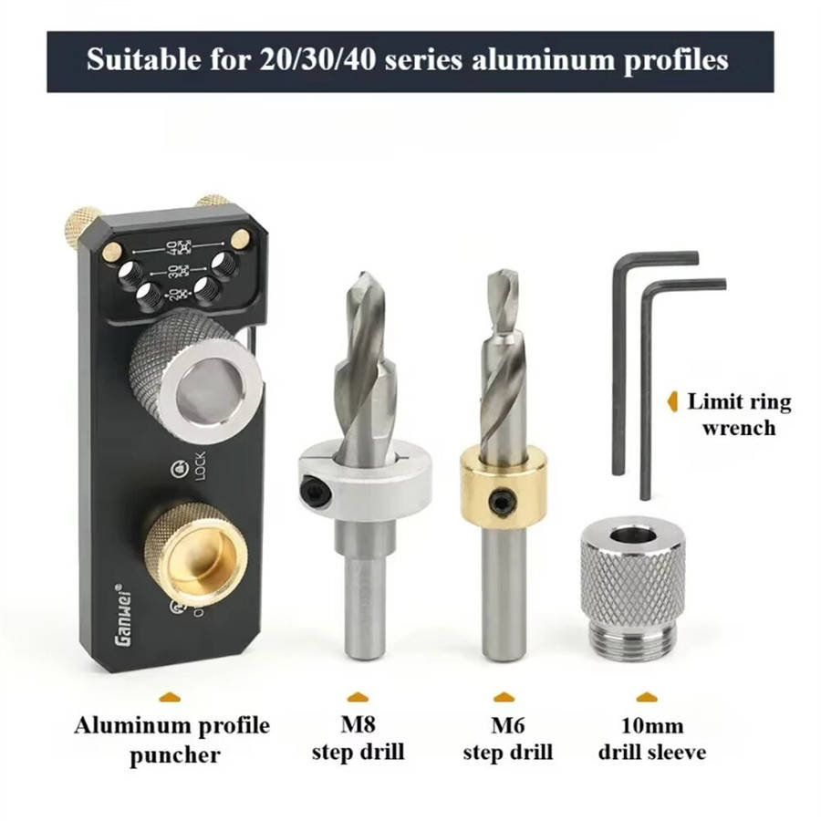 Black - Aluminum Profile Drilling Jig 20/30/40 Series Profile Positioning Punching Locator Set with