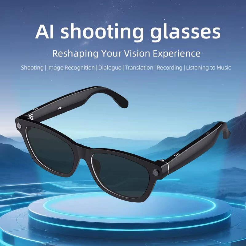 Blue lens - Senbono V03 AI Smart Glasses 500W HD 2K Video Recording Real-time Translation Noise Canc